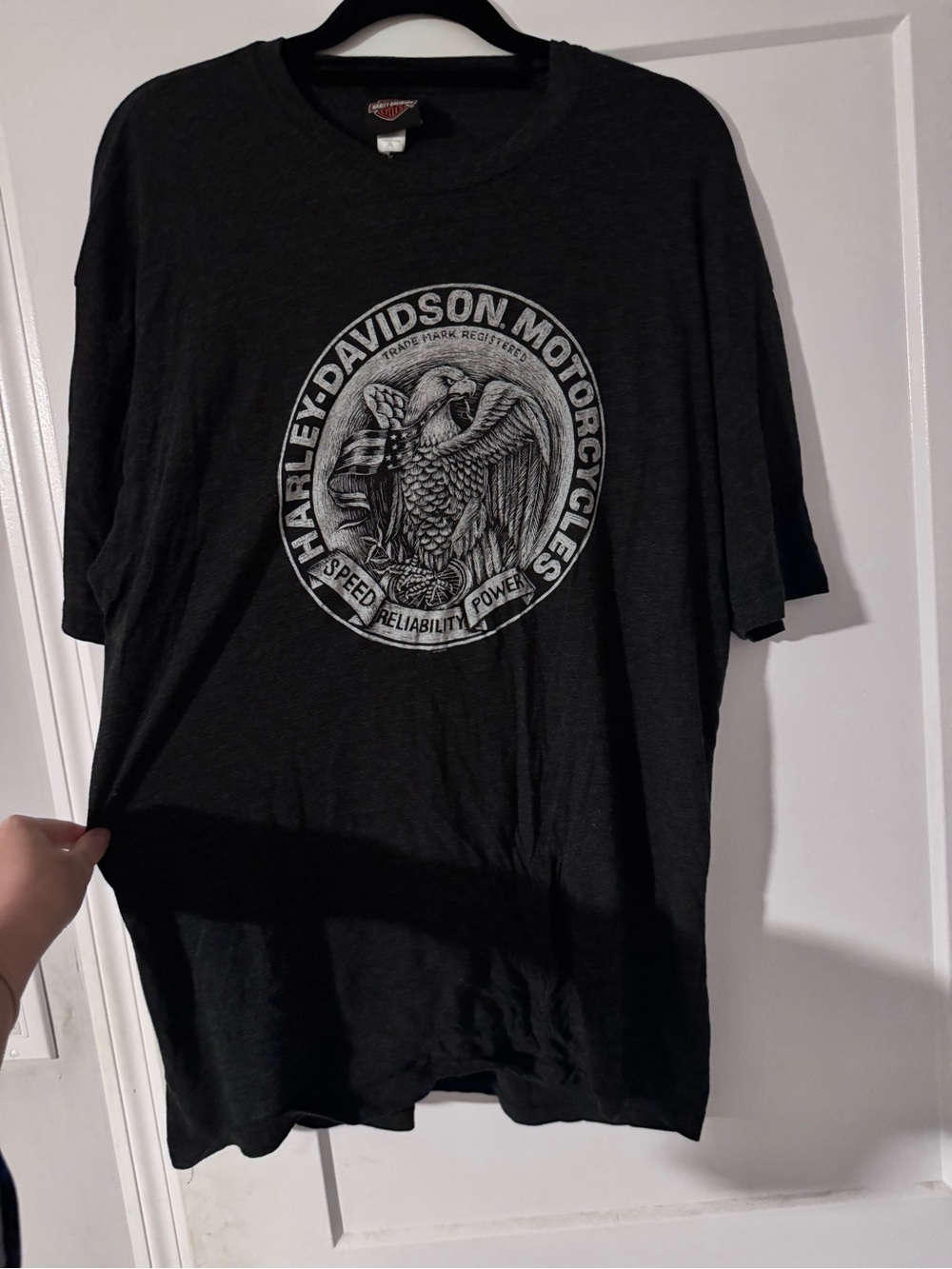 Harley-Davidson Black Short-Sleeve Tee with Gray Eagle Crest